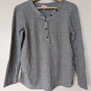 Blue maternity and nursing friendly sweater